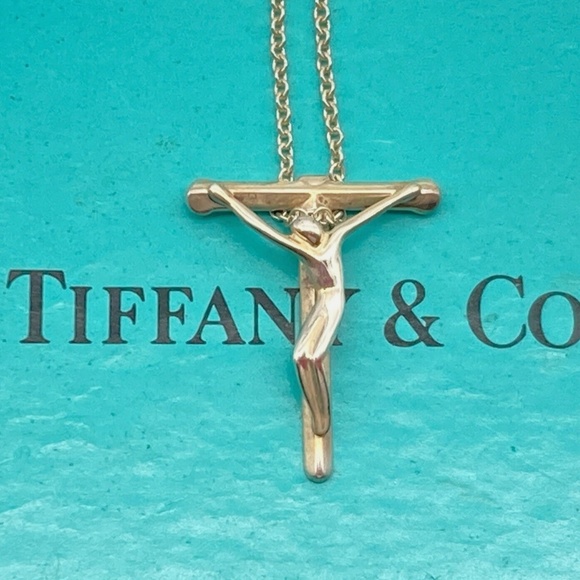 Tiffany & Co. Jewelry - TIFFANY & Co. Cross Necklace Christ Rosario Crucifix Small Pendant Silver 925